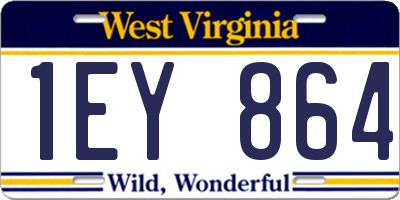 WV license plate 1EY864