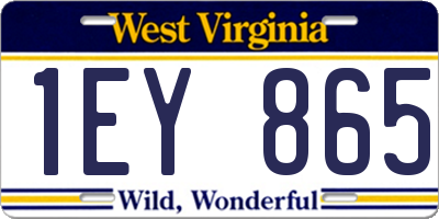 WV license plate 1EY865