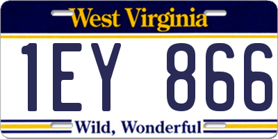 WV license plate 1EY866
