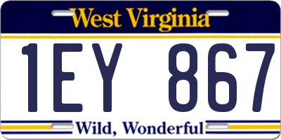 WV license plate 1EY867