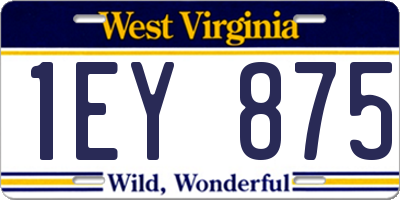 WV license plate 1EY875