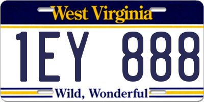 WV license plate 1EY888