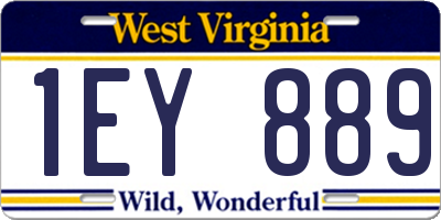 WV license plate 1EY889