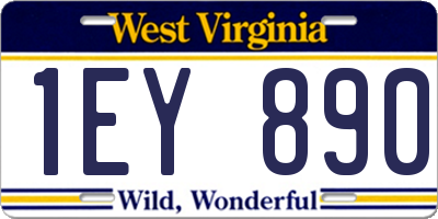 WV license plate 1EY890