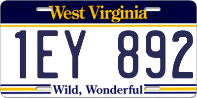 WV license plate 1EY892