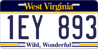 WV license plate 1EY893