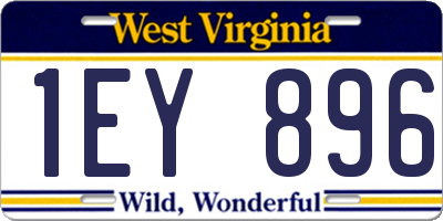 WV license plate 1EY896