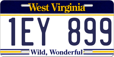 WV license plate 1EY899