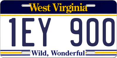 WV license plate 1EY900
