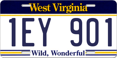 WV license plate 1EY901