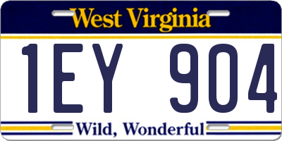 WV license plate 1EY904