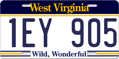 WV license plate 1EY905