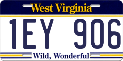 WV license plate 1EY906