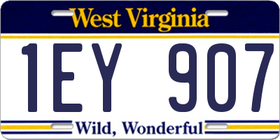 WV license plate 1EY907