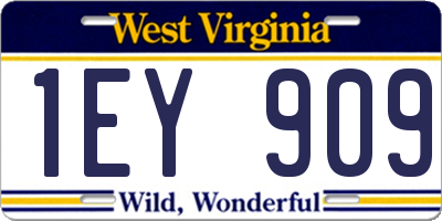 WV license plate 1EY909