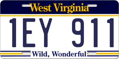WV license plate 1EY911