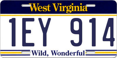 WV license plate 1EY914