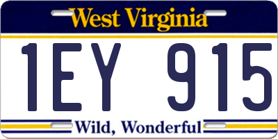 WV license plate 1EY915