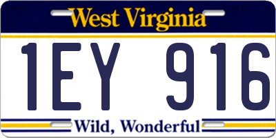 WV license plate 1EY916