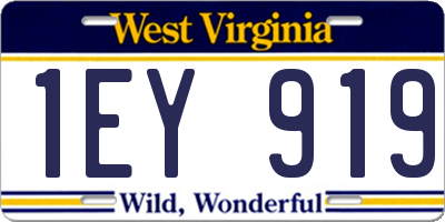 WV license plate 1EY919