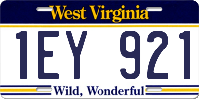 WV license plate 1EY921
