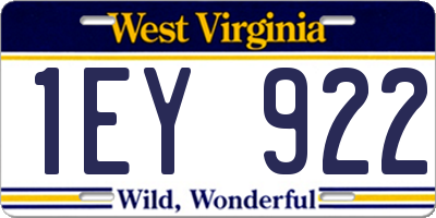 WV license plate 1EY922