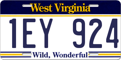 WV license plate 1EY924