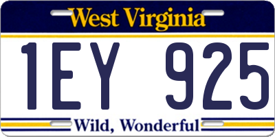 WV license plate 1EY925