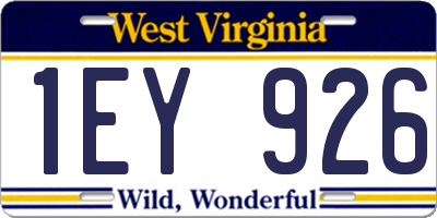 WV license plate 1EY926