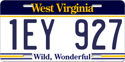 WV license plate 1EY927