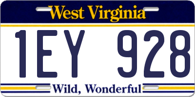 WV license plate 1EY928