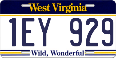 WV license plate 1EY929