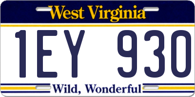WV license plate 1EY930