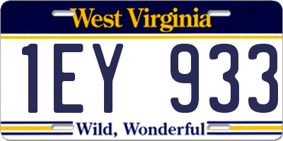 WV license plate 1EY933
