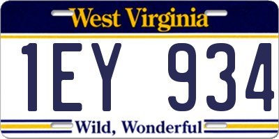 WV license plate 1EY934