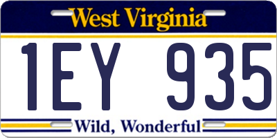 WV license plate 1EY935