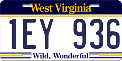 WV license plate 1EY936
