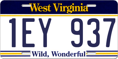 WV license plate 1EY937