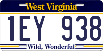 WV license plate 1EY938