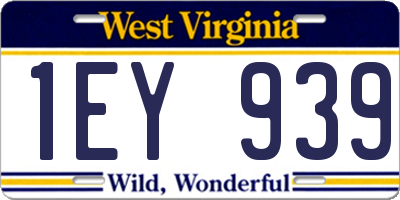 WV license plate 1EY939