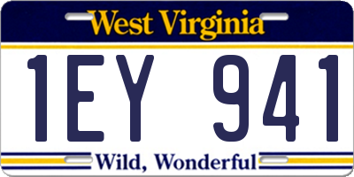 WV license plate 1EY941