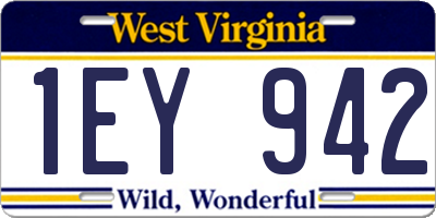 WV license plate 1EY942