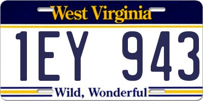 WV license plate 1EY943