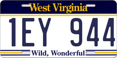 WV license plate 1EY944