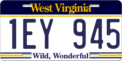 WV license plate 1EY945