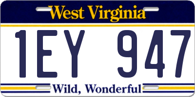 WV license plate 1EY947