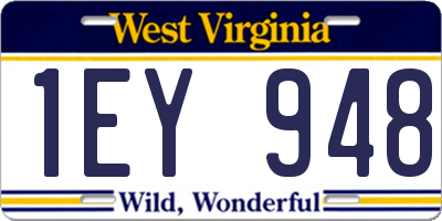 WV license plate 1EY948
