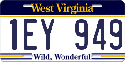 WV license plate 1EY949