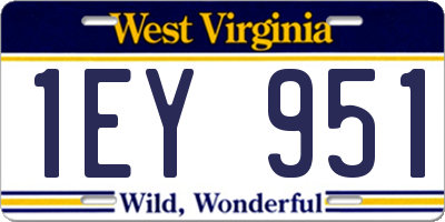 WV license plate 1EY951