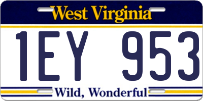 WV license plate 1EY953